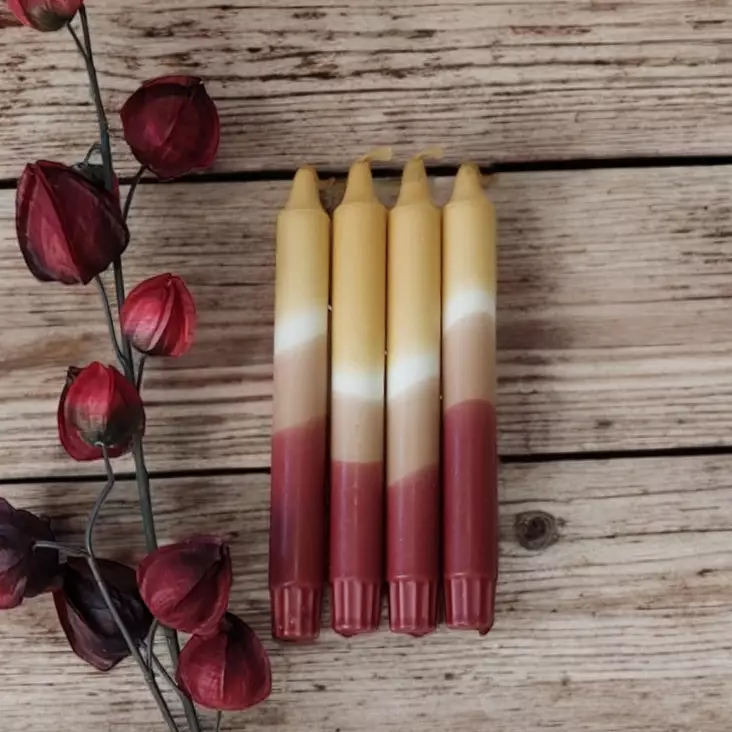 Dip dye kruunukynttilä okra, kaakao, viini 4 kpl - Dip Dye kruunukynttilät - 14013-0413-4 - 1