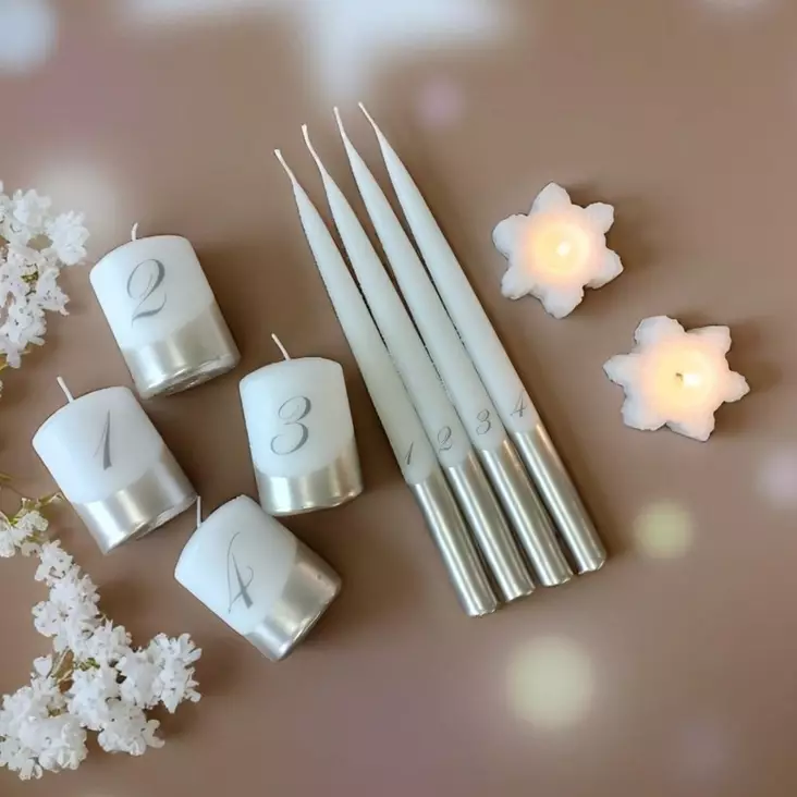 Dip dye Adventti -pöytäkynttilä pkt, shampanja - Adventtikynttilät - 27112-ad-28-4 - 1