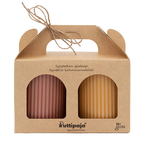 Vekkikynttilä lahjapakkaus, konjakki ja okra - Vekkikynttilät - 792014-56-04 - 1