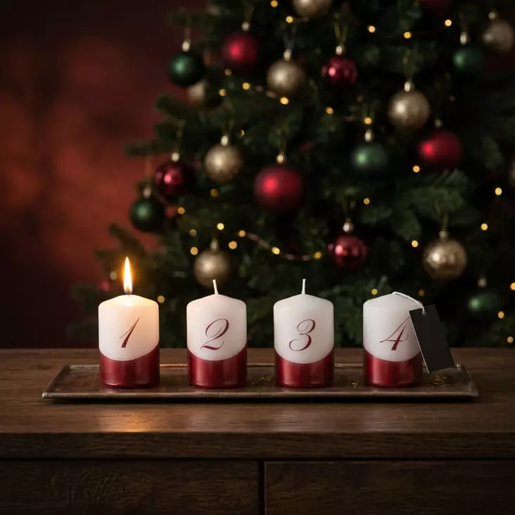 Dip dye Adventti -pöytäkynttiläpaketti, viini - Adventtikynttilät - 27112-ad-13-4 - 1