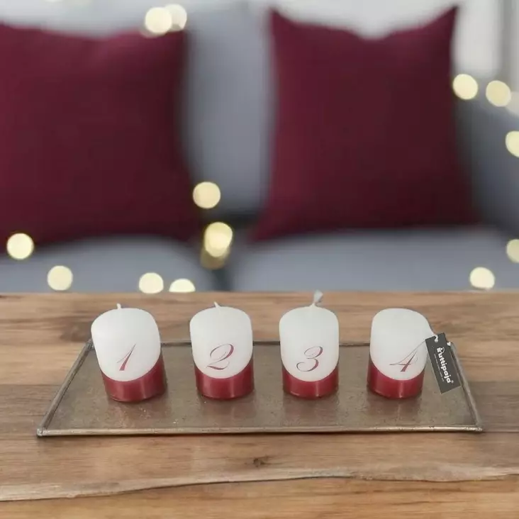 Dip dye Adventti -pöytäkynttiläpaketti, viini - Adventtikynttilät - 27112-ad-13-4 - 1