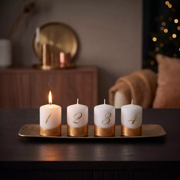 Dip dye Adventti -pöytäkynttilä pkt, kulta - Adventtikynttilät - 27112-ad-41-4 - 1