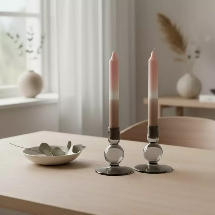 Dip dye kruunukynttilä aprikoosi, puuteri 4kpl - Dip Dye kruunukynttilät - 14013-0628-4 - 1