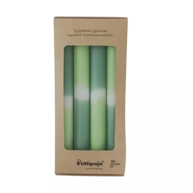Dip Dye kruunukynttilä lehmus, salvia 4 kpl - Dip Dye kruunukynttilät - 14013-0933-4 - 1
