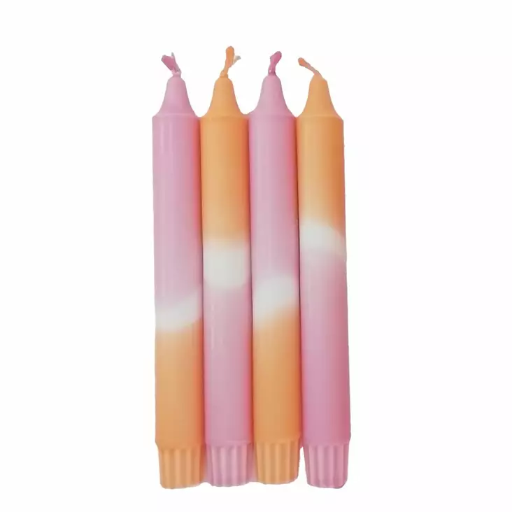 Dip Dye kruunukynttilä pinkki, oranssi 4kpl - Dip Dye kruunukynttilät - 14013-3810-4 - 1