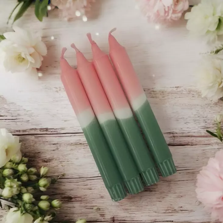 Dip dye kruunukynttilä vaaleanpunainen, havu 4kpl - Dip Dye kruunukynttilät - 14013-0837-4 - 1