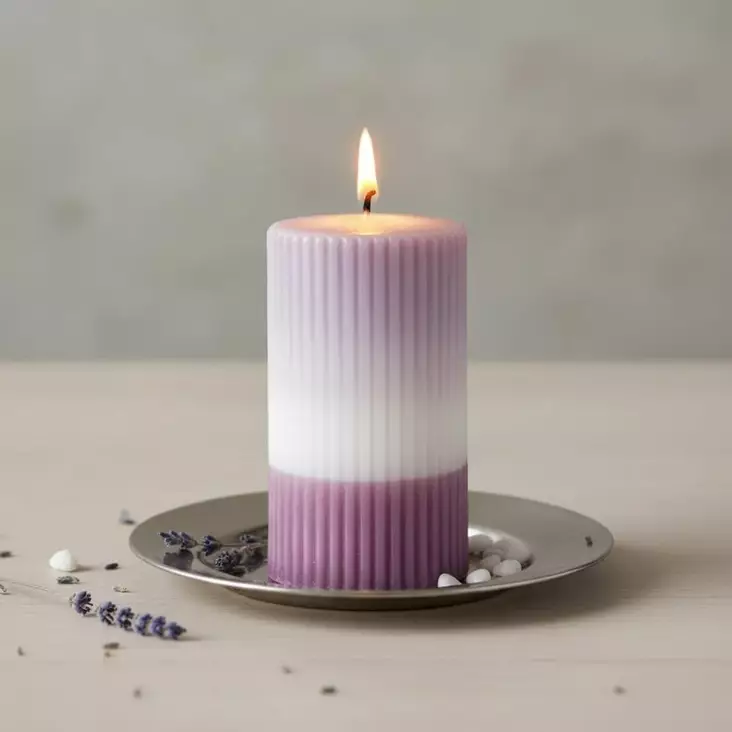 Dip dye vekkikynttilä laventeli, lila, luumu 12 cm - Dip dye -raitakynttilät - 14604V-2324 - 1