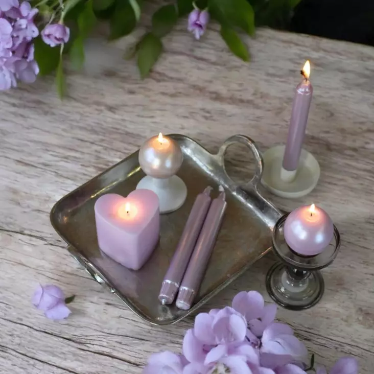 Helmiäishohto kruunukynttilä, lila, 4 kpl/pkt - Metallihohtokynttilät - 1991323-4 - 1