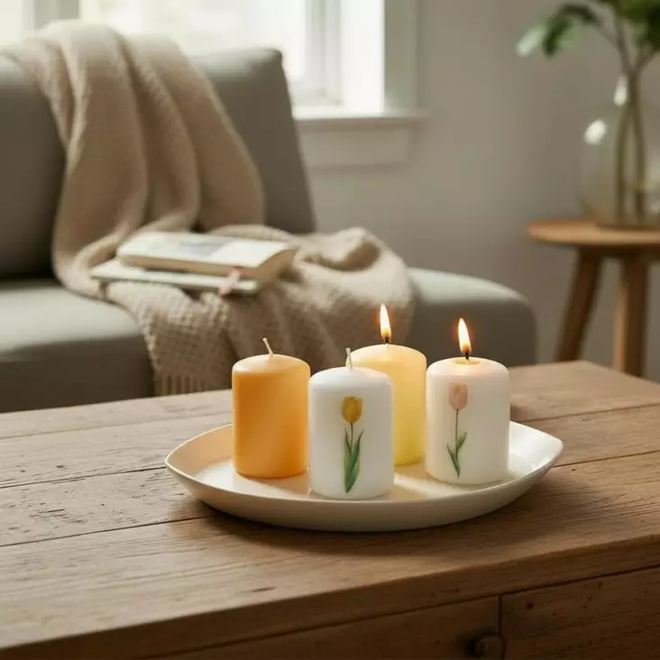 Keltaiset tulppaanit -pöytäkynttilä pakkaus - Pääsiäiskynttilät - 27112-pa-0305-4 - 1