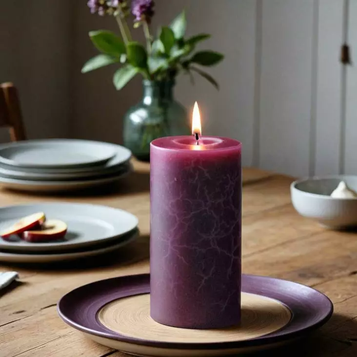 Läpivärjätty pöytäkynttilä, luumu - Yksiväriset pöytäkynttilät - 1570424 - 1