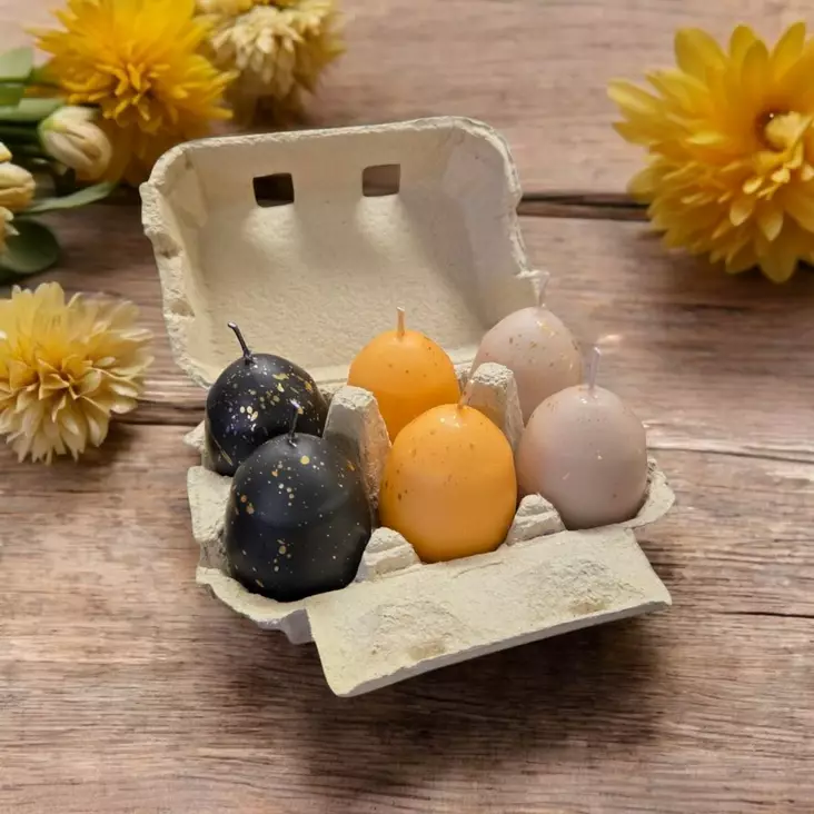 Munakynttilät, 6 kpl, Okralajitelma - Pääsiäiskynttilät - 14016MR-6-04 - 1