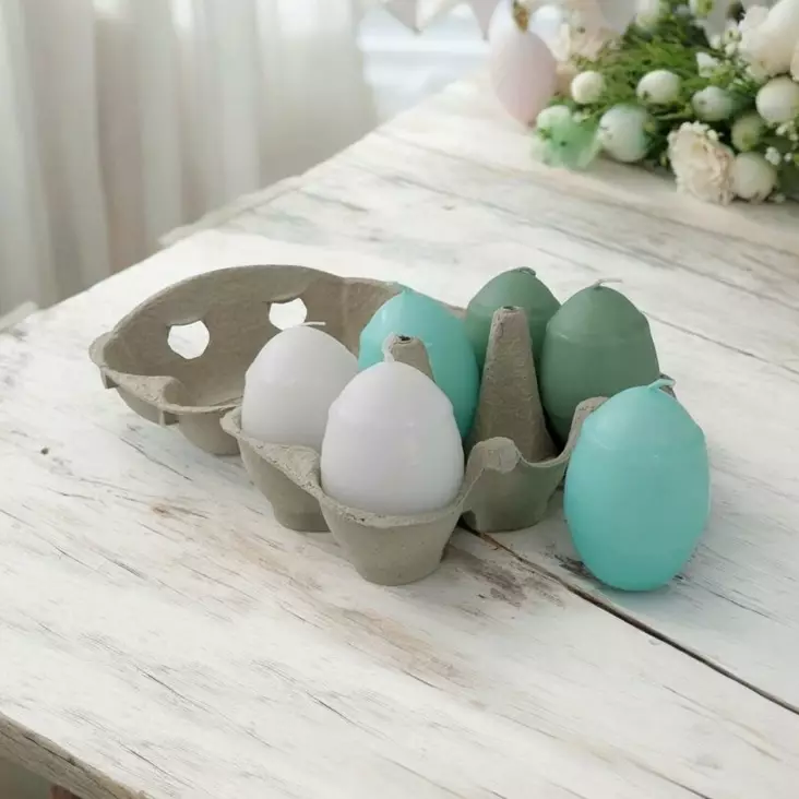 Munakynttilät, 6 kpl, vedenvihreä lajitelma - Muotokynttilät - 14016-6-34 - 1