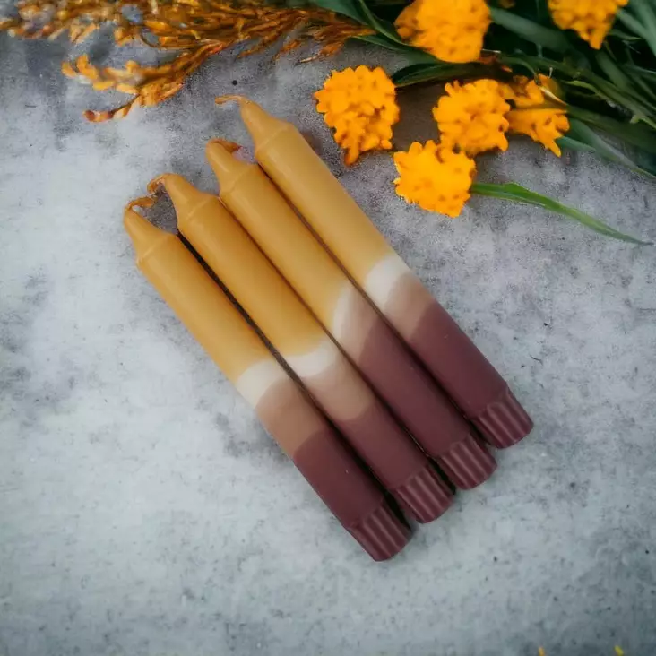 Dip dye kruunukynttilä okra, kaakao, luumu 4 kpl - Dip Dye kruunukynttilät - 14013-0424-4 - 1