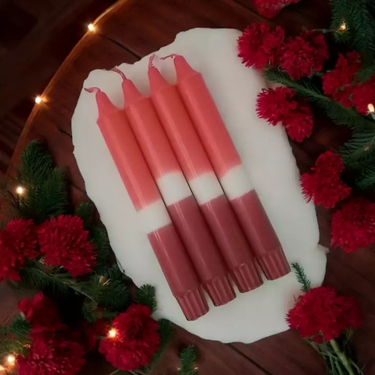 Dip dye kruunukynttilä punainen, viini 4 kpl - Dip Dye kruunukynttilät - 14013-1213-4 - 1