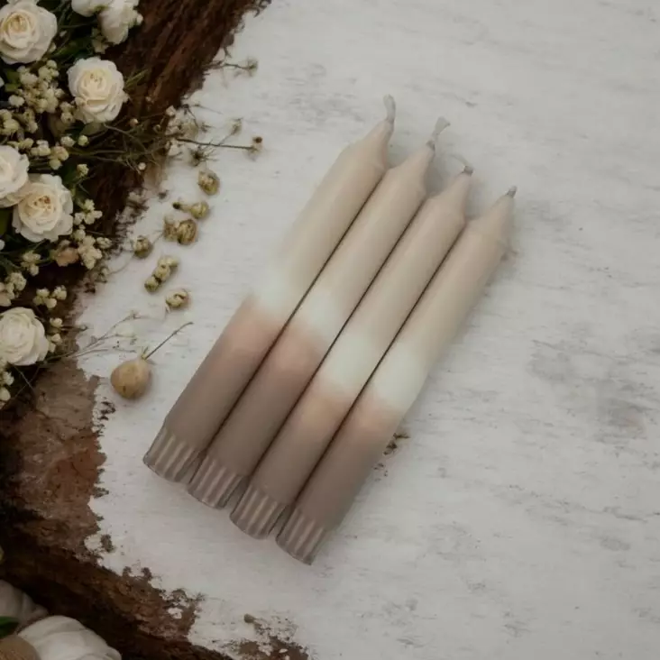 Dip Dye kruunukynttilä puuteri, kaakao, harmaa 4 kpl - Dip Dye kruunukynttilät - 14013-2886-4 - 1