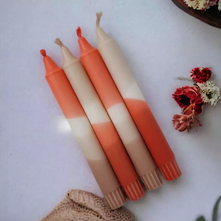 Dip Dye kruunukynttilä puuteri, terra, konjakki 4 kpl - Dip Dye kruunukynttilät - 14013-2856-4 - 1