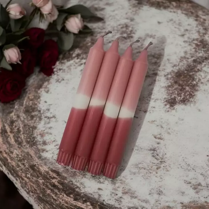 Dip Dye kruunukynttilä vanharoosa, viini 4 kpl - Dip Dye kruunukynttilät - 14013-8513-4 - 1