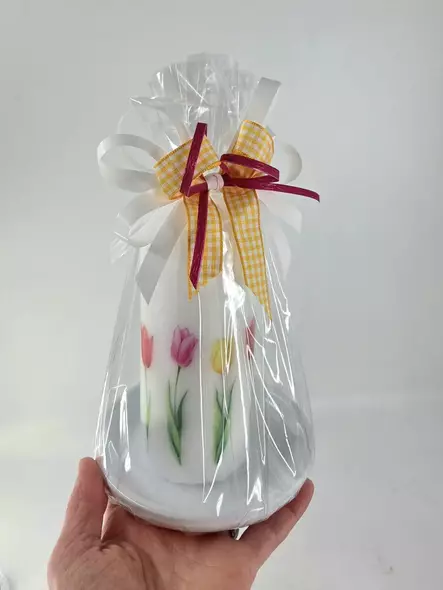 Siirtokuvakynttilä "Tulppaanit" lahjapakkaus - Valmiit lahjapaketit - 792711215 - 2