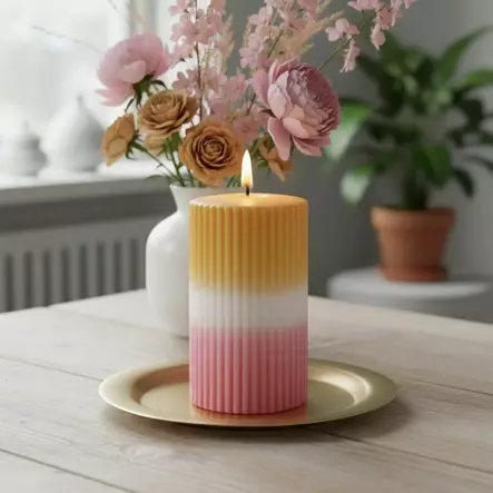 Dip dye vekkikynttilä okra, vanha roosa 12 cm - Dip dye -raitakynttilät - 14604V-0485 - 1