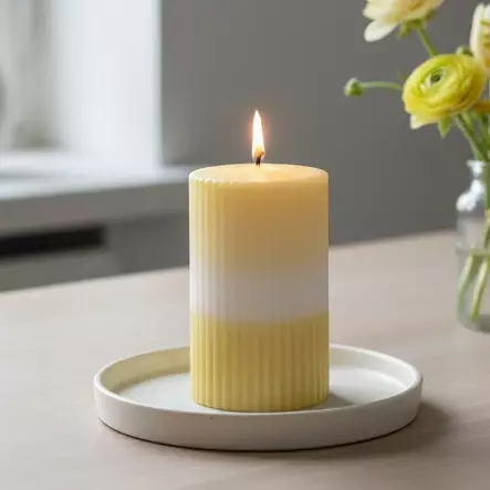 Dip dye vekkikynttilä vaaleankeltainen, keltainen 12 cm - Dip dye -raitakynttilät - 14604V-0305 - 1