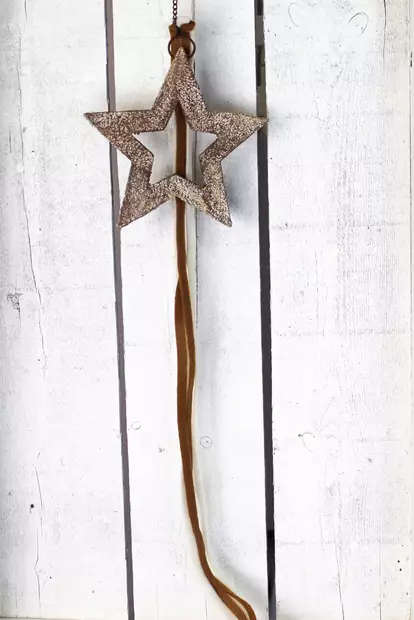 Tähtikoriste kerma/ruskea - Joulukoristeet - 544005 - 2