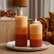 Dip dye raidallinen vekkikynttilä Keltainen – oranssi – terra - Dip dye -raitakynttilät - 14704v-051055 - 1