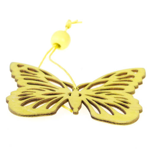 Puinen perhonen,keltainen,kuvioleikattu - Lahjojen paketointi - 544313-05 - 1