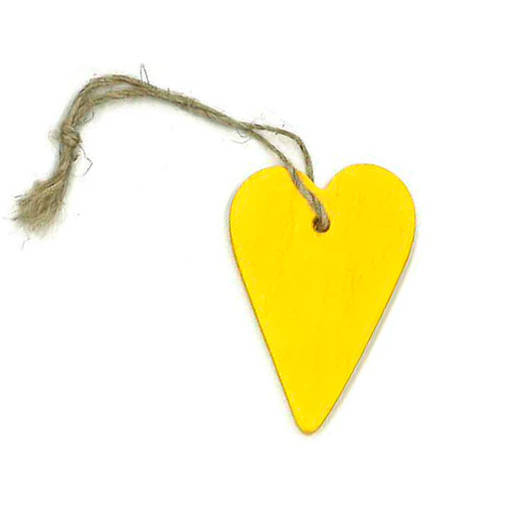 Puinen sydän 5,5 cm: keltainen - Pakettikoristeet - 542169-05 - 1