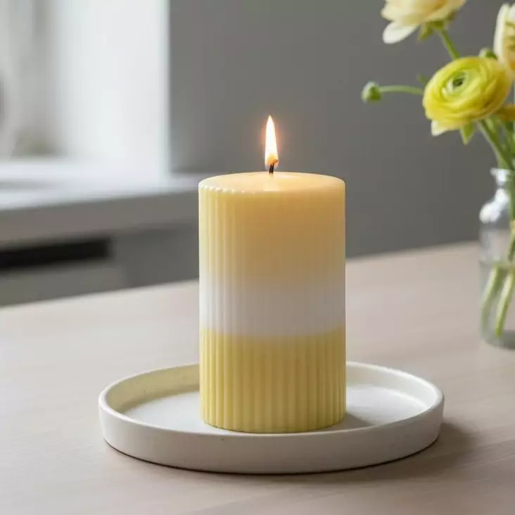Dip dye vekkikynttilä vaaleankeltainen, keltainen 12 cm - Dip dye -raitakynttilät - 14604V-0305 - 1