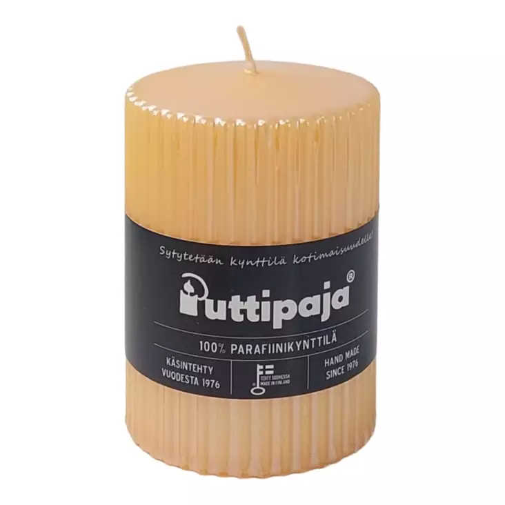 Helmiäishohto vekkikynttilä, 10 cm, keltainen - Metallihohtokynttilät - 19605V05 - 2