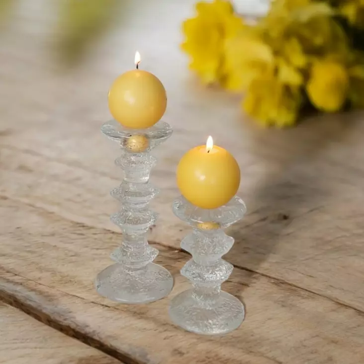 Jalallinen pallokynttilä, keltainen, 2 kpl/pkt - Pallokynttilät - 1402005 - 1