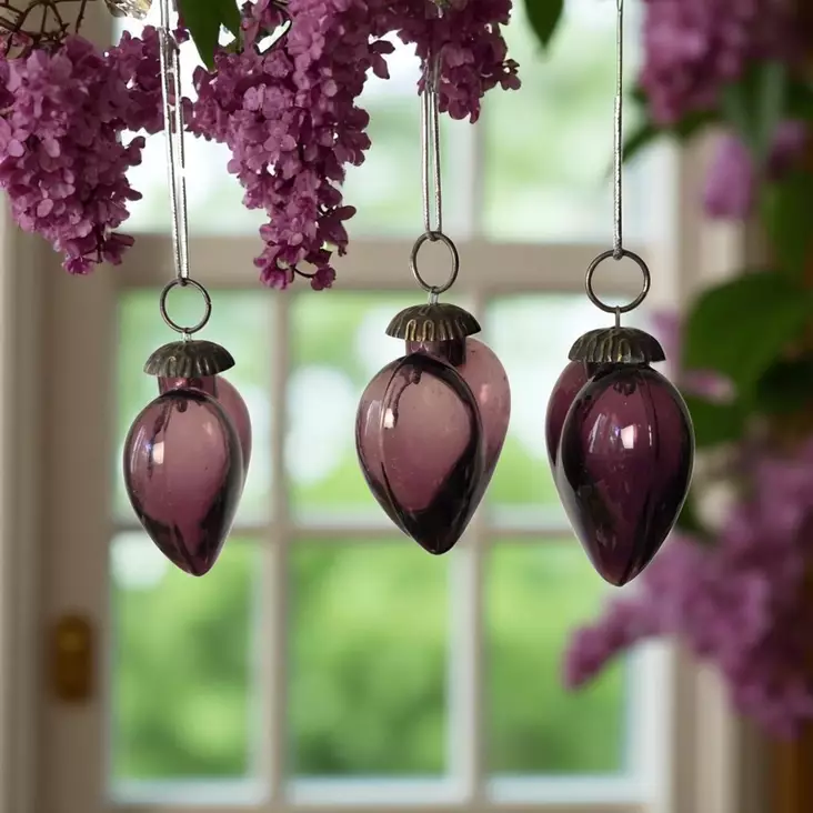 Lasisydän 7,5 cm, luumu - Ripustettavat koristeet - 53190705 - 1