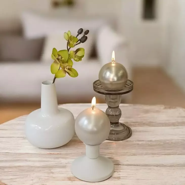 Metallinen maljakko, valkoinen, 12,5 cm - Maljakot - 534733-3475 - 1