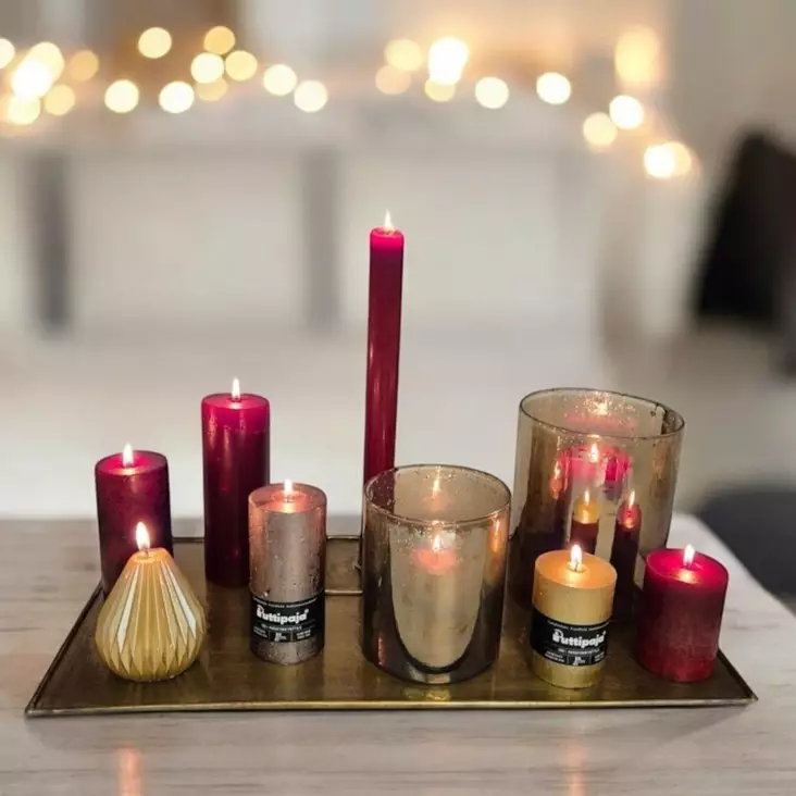 Neliskulmainen messinki tarjotin 60x30 cm - Metalliset kynttilänaluset - 4098735 - 1