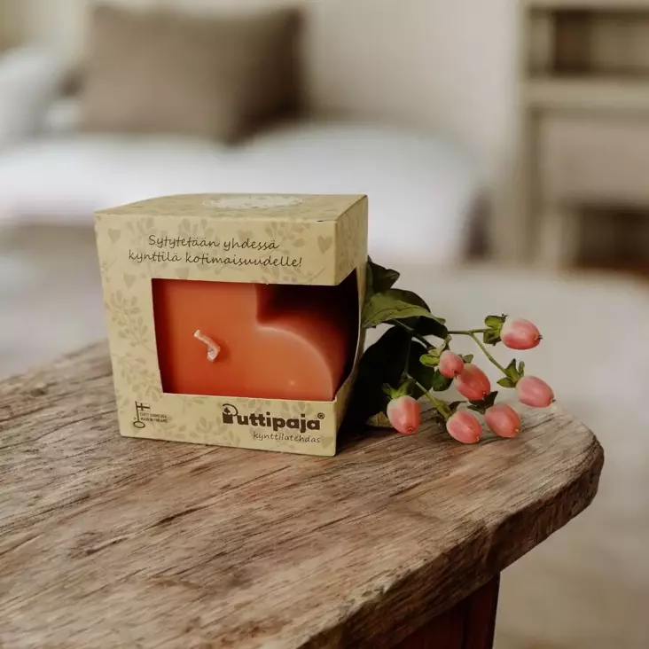 Sydänkynttilä lahjalaatikossa, terra - Sydänkynttilät - 792022-55 - 1