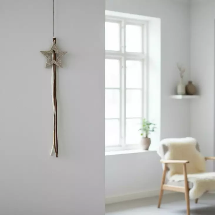 Tähtikoriste kerma/ruskea - Joulukoristeet - 544005 - 1