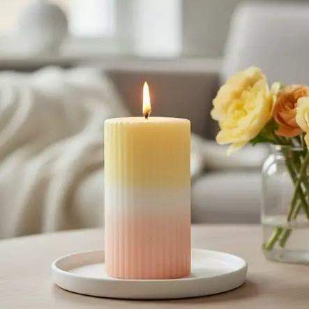 Dip dye vekkikynttilä vaaleankeltainen, aprikoosi 12 cm - Dip dye -raitakynttilät - 14604V-0306 - 1