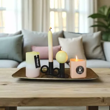 Dip dye vekkikynttilä vaaleankeltainen, aprikoosi 12 cm - Dip dye -raitakynttilät - 14604V-0306 - 2