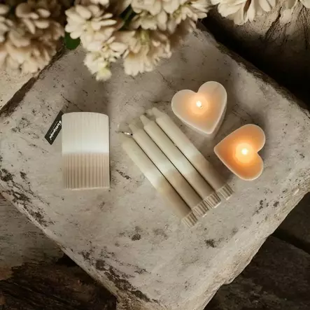 Dip dye vekkikynttilä puuteri, kaakao, harmaa 12 cm - Dip dye -raitakynttilät - 14604v-2886 - 2