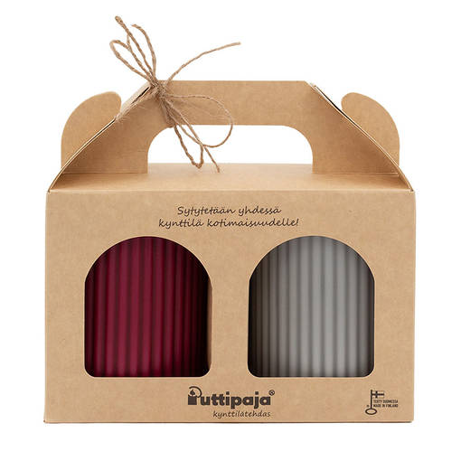 Vekkikynttilä lahjapakkaus, viini ja vaaleanharmaa - Vekkikynttilät - 792014-13-86 - 1