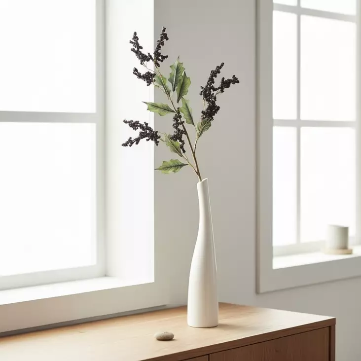 Tiheä marjaoksa lehdellä, viini, 75 cm - Tekokukat - 36397-006 - 1