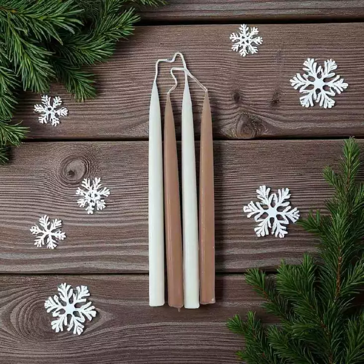 Ant.pari 2,2x30 cm, valkoinen & kaakao - Antiikkikynttilät - 14010-0126 - 1