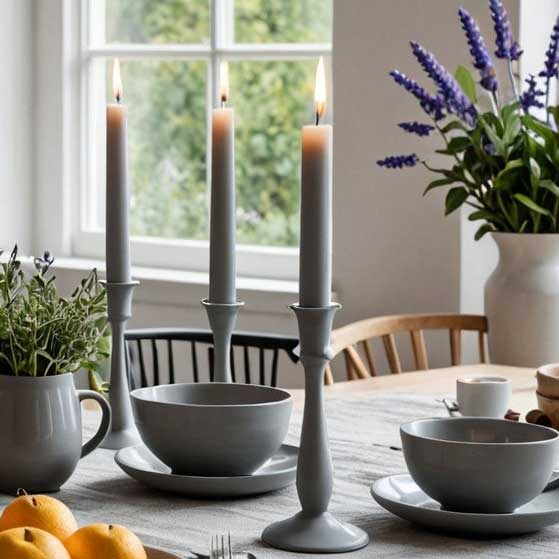 Antiikkikynttilä 30 cm, vaaleanharmaa - Antiikkikynttilät - 1401086 - 1