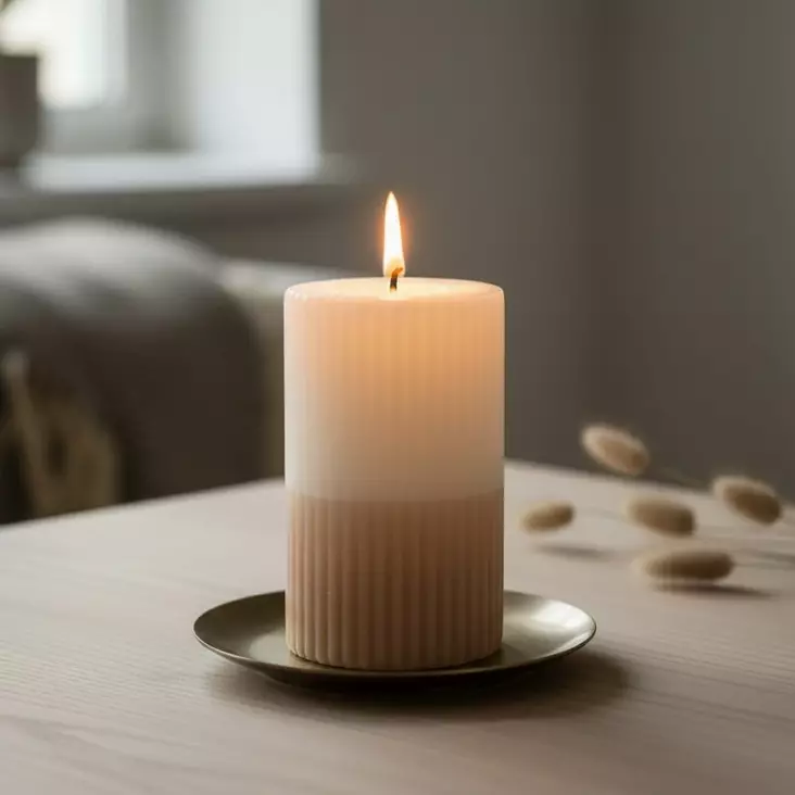 Dip dye vekkikynttilä puuteri, kaakao, harmaa 12 cm - Dip dye -raitakynttilät - 14604v-2886 - 1