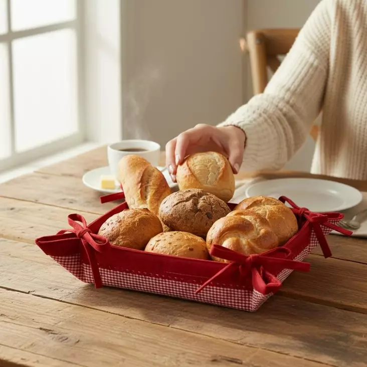 Leipäkori/foliovuokasuoja, pitsillä 27x3 - Keittiötekstiilit - 442326 - 1