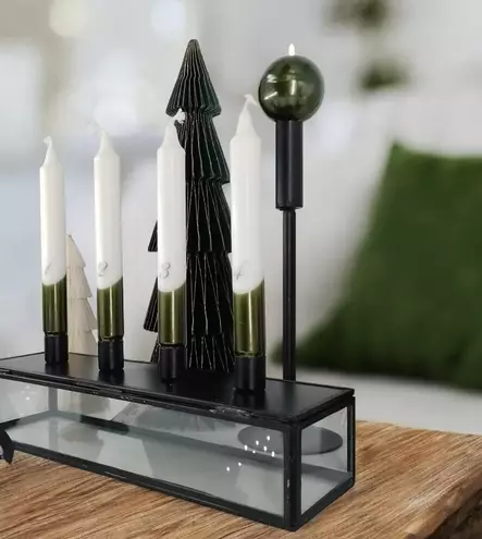 Dip dye Adventti -kruunukynttiläpakkaus, sammal 4kpl/pkt - Adventtikynttilät - 19013-ad-17 - 1