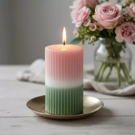 Dip dye vekkikynttilä vaaleanpunainen, havu 12 cm - Dip dye -raitakynttilät - 14604V-0837 - 1