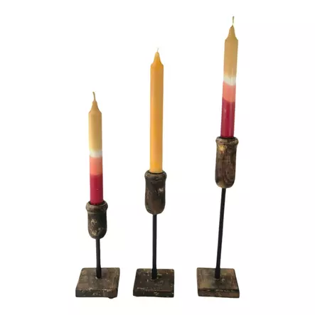 Puinen, ohut kynttilänjalka puisella alustalla, 16,5 cm - Kynttilänjalat kruunukynttilöille - 4098317 - 2