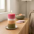 Dip dye vekkikynttilä marjapuuro, okra, sammal 12 cm - Dip dye -raitakynttilät - 14604V-920417 - 4