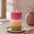 Dip dye vekkikynttilä marjapuuro, okra, sammal 12 cm - Dip dye -raitakynttilät - 14604V-920417 - 1